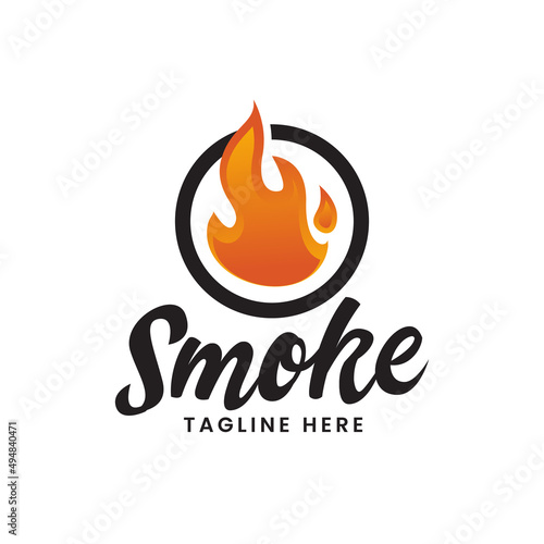 Smoky arena logo design inspiration flaming fire