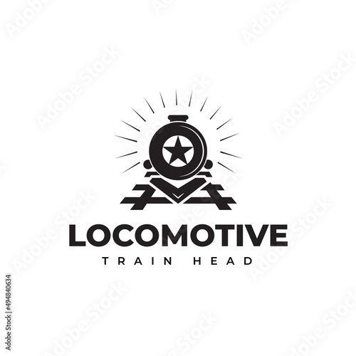 Railroad locomotive logo, luminous symbol and creative railroad track, icon symbol, letter O and star