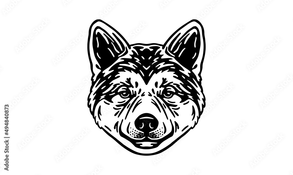 Akita Inu dog logo pet portrait Akita Inu dog logo pet portrait