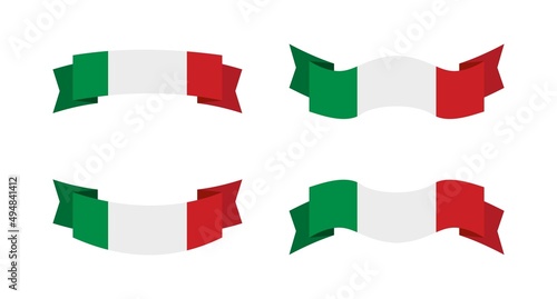 illustration of an italy flag with a ribbon style. italy flag vector set.