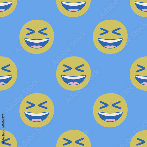 Seamless vector facial expression pattern. Repeat chat emoji background for fabric, textile, wrapping, cover etc. 