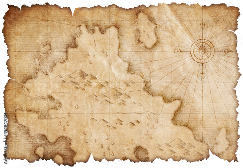 medieval nautical or pirates map isolated