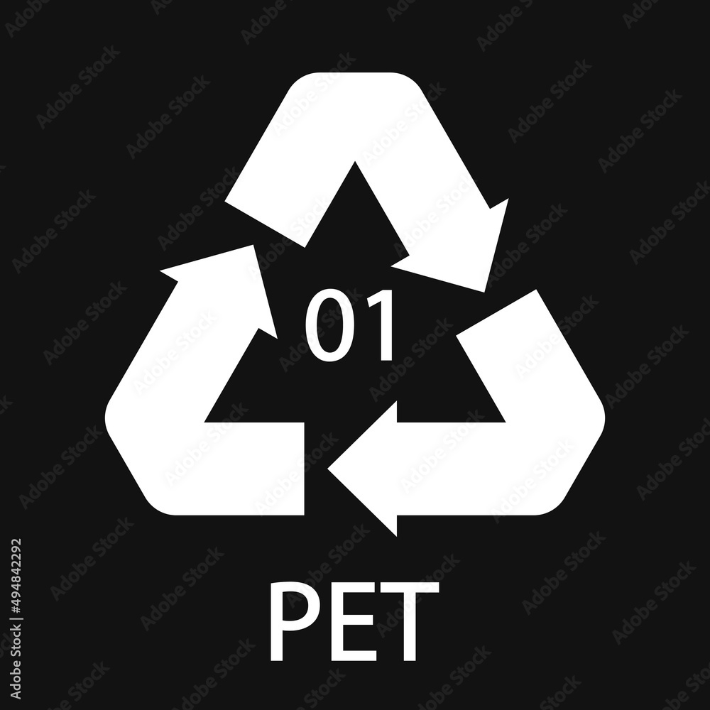 PET 01 recycling code symbol. Plastic recycling vector polyethylene sign. PET 01 recycling code symbol. Plastic recycling vector polyethylene sign.