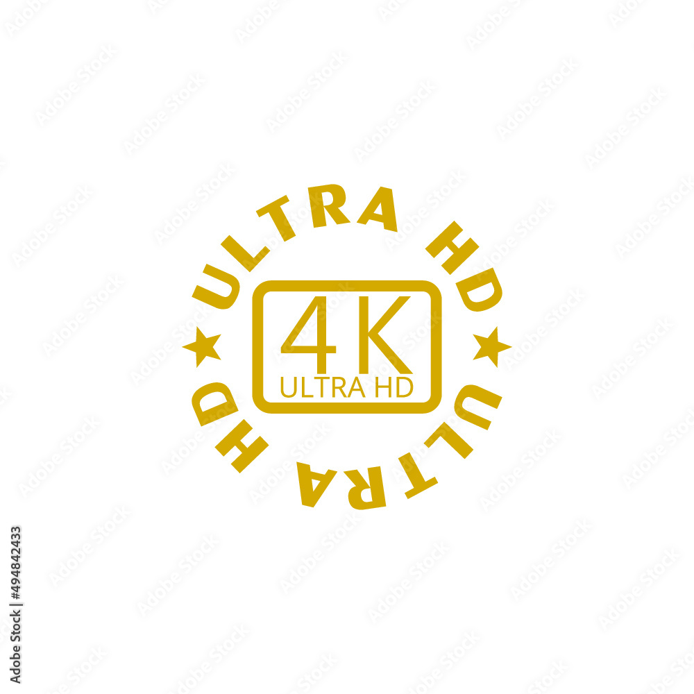 Fototapeta premium 4K Ultra HD badge icon isolated on white background
