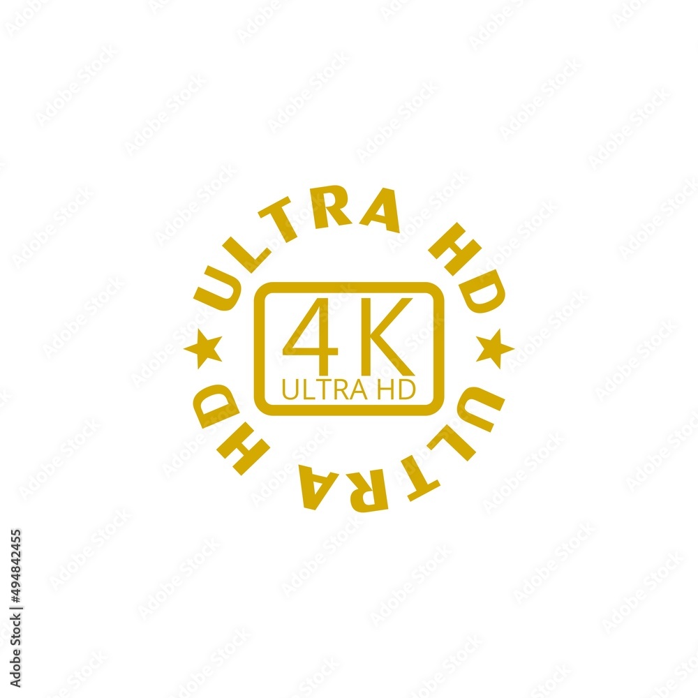 Fototapeta premium 4K Ultra HD badge icon isolated on white background