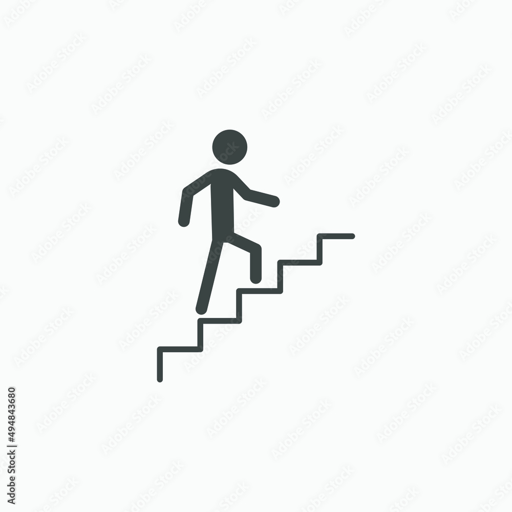 upstair, up, ladder, person, man, up, step icon vector isolated. stair, stairway sign symbol upstair, up, ladder, person, man, up, step icon vector isolated. stair, stairway sign symbol