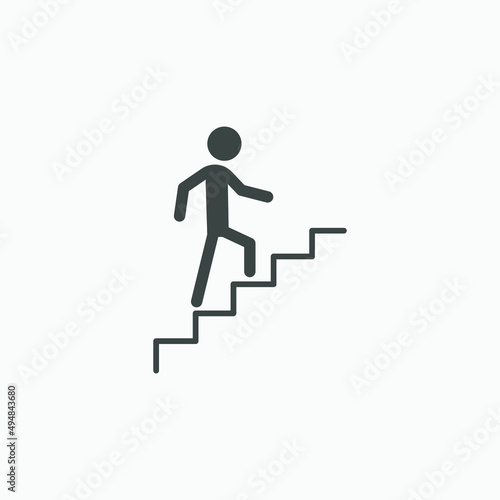 upstair, up, ladder, person, man, up, step icon vector isolated. stair, stairway sign symbol 