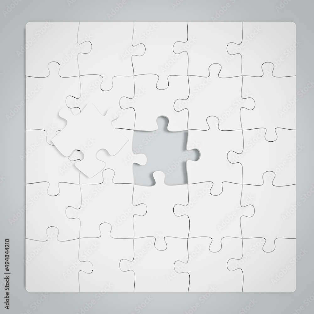 3D illustration. Puzzle pieces isolated on white background. 3D Rendering 3D illustration. Puzzle pieces isolated on white background. 3D Rendering