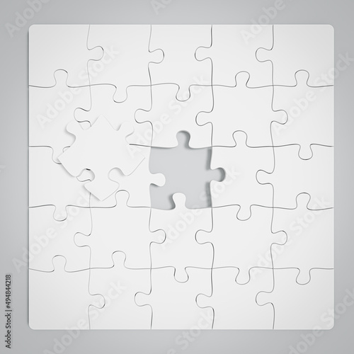 3D illustration. Puzzle pieces isolated on white background. 3D Rendering