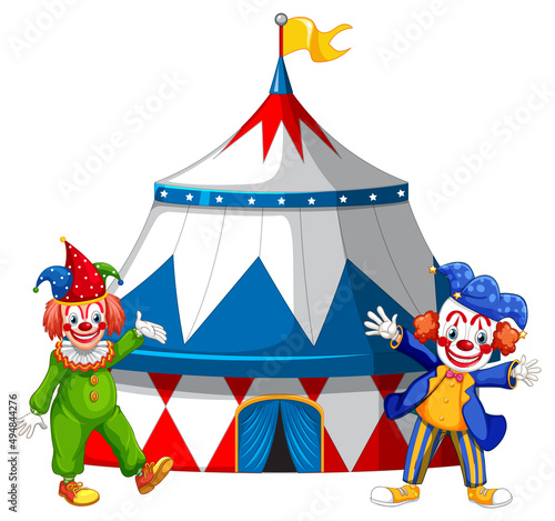 Clown infront of circus tent