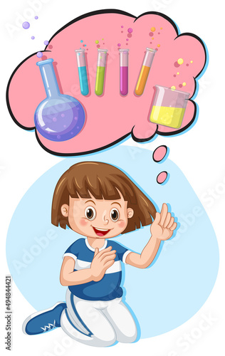 A girl thinking with callout