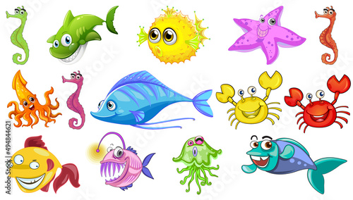 Sea animals cartoon collection