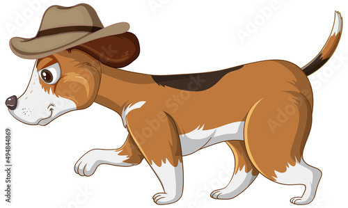 happy dog exploring on white background