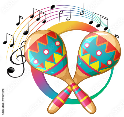 Maracas instrument on white background