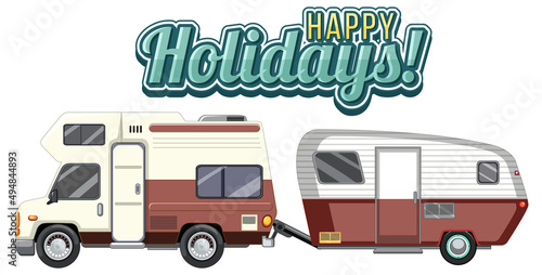 Happy holiday icon with caravan