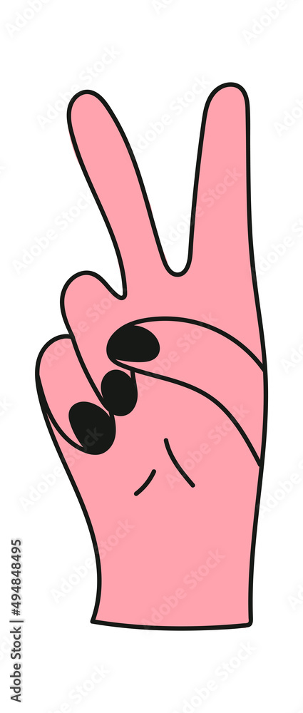 Palm of Hand Gesturing Victory Sign. Vector illustration Palm of Hand Gesturing Victory Sign. Vector illustration