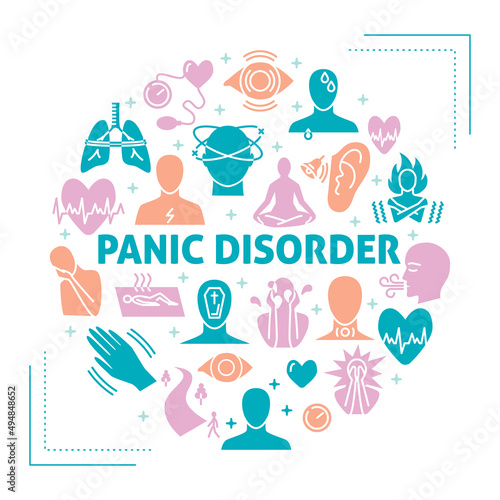 Panic disorder round banner in flat style