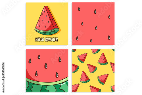 cute watermelon design for happy summer banner