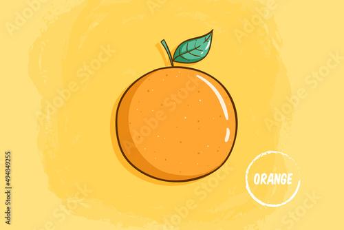 cute orange fruit with colored hand drawn style