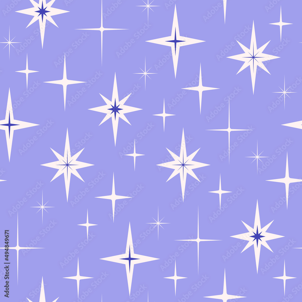 Christmas and New Year Holidays seamless pattern. Vector illustration with stars. Vintage background, print for wrapping paper, fabric, stationery, wallpaper Christmas and New Year Holidays seamless pattern. Vector illustration with stars. Vintage background, print for wrapping paper, fabric, stationery, wallpaper