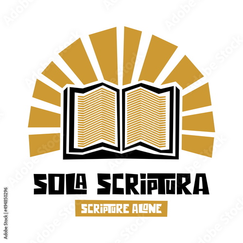 Christian illustration. Five Solas of the Reformation. Scripture alone.