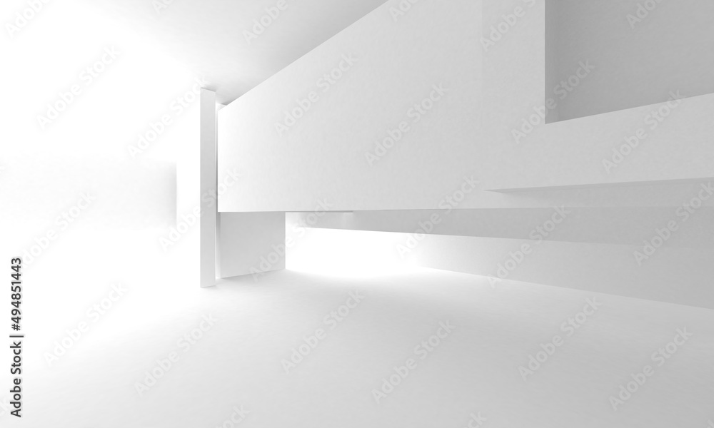 Fototapeta premium Illuminated corridor interior design. Empty Room Interior Background