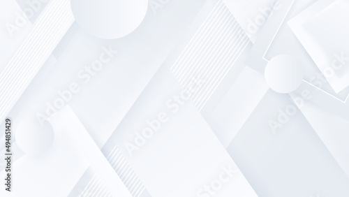 Grey white abstract background geometry shine and layer element vector for presentation design. Suit for business, corporate, institution, party, festive, seminar, and talks.