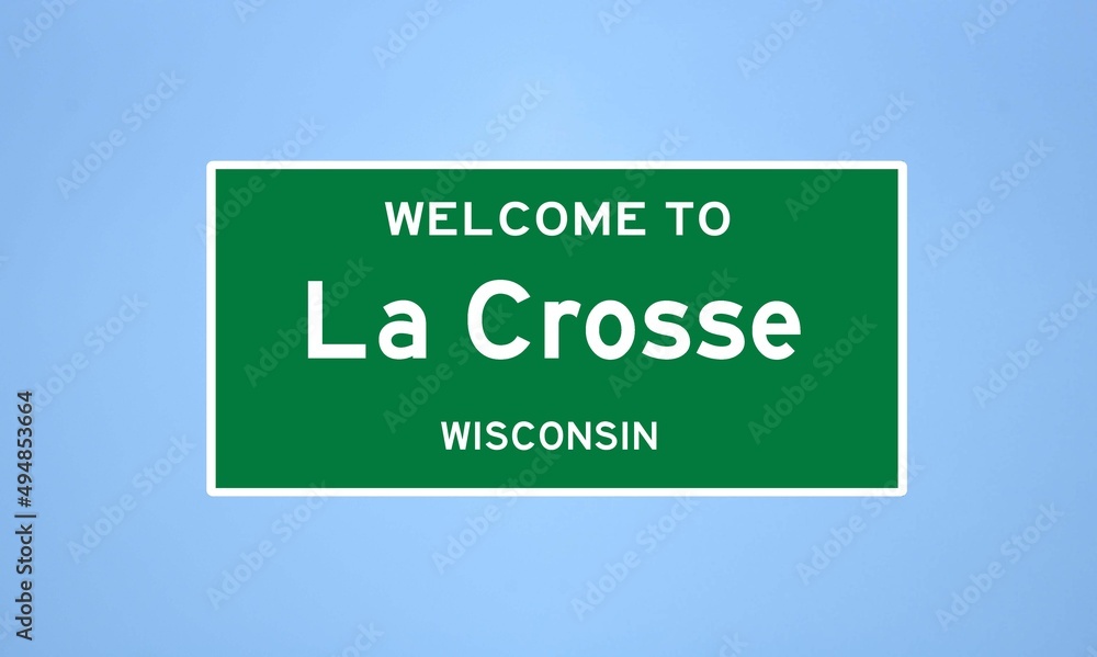 La Crosse, Wisconsin city limit sign. Town sign from the USA.