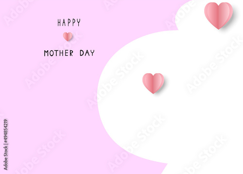 Mother's Day greeting card vector banner and flying hearts pink paper in pregnant woman.symbol of love on pink background.