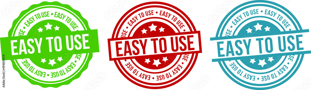 Easy to use label set. Easy to use stamp badge sign isolated on white background. Easy to use label set. Easy to use stamp badge sign isolated on white background.