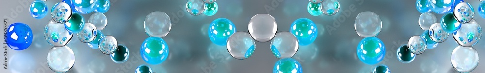 panorama of blue balloons on a gray background panorama of blue balloons on a gray background