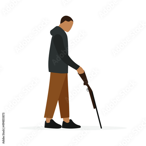 Male character with a gun on a white background