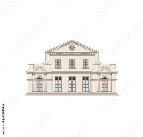 DRAWING OF HISTORICAL BUILDINGS OF VENICE, ANCIENT ITALIAN ARCHITECTURE IN GOTHIC AND NEOCLASSIC STYLE