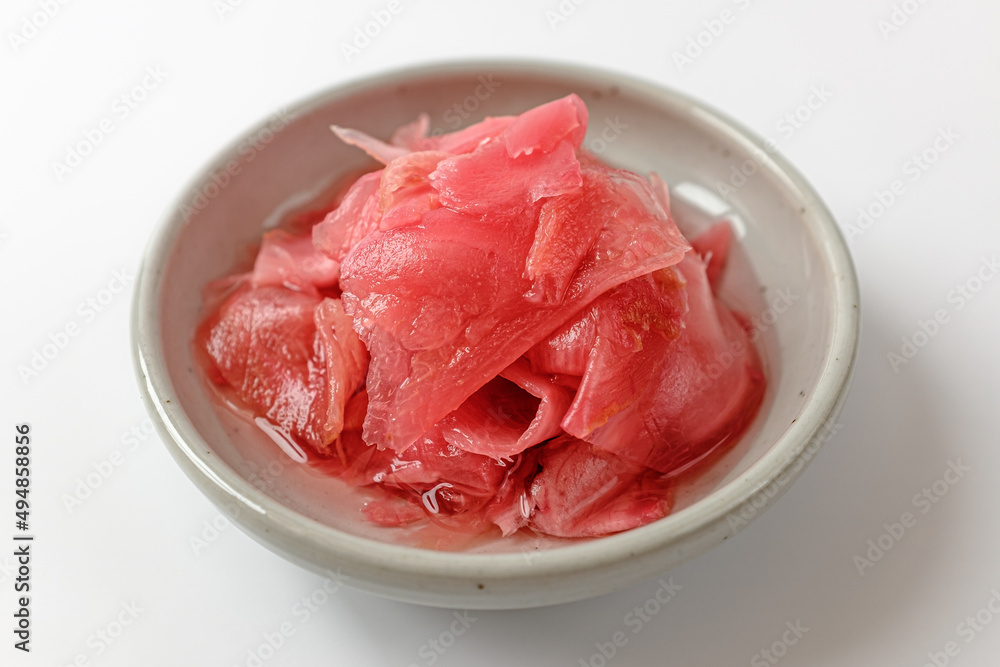 Pickled ginger on a white background Pickled ginger on a white background