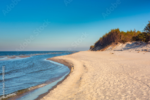 Fototapeta Naklejka Na Ścianę i Meble -  Beautiful scenery of the Baltic Sea beach in Leba. Poland