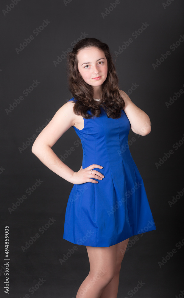girl in blue dress