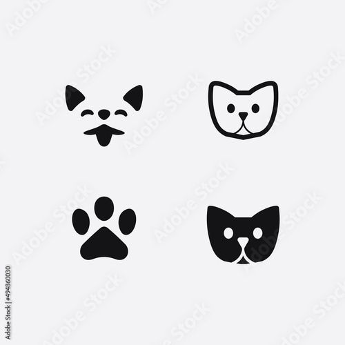 Fototapeta Naklejka Na Ścianę i Meble -  cat logo and vector animal icon footprint kitten calico logo dog symbol cartoon character sign illustration doodle design