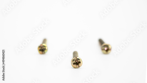 screw in selective focus isolate on white background