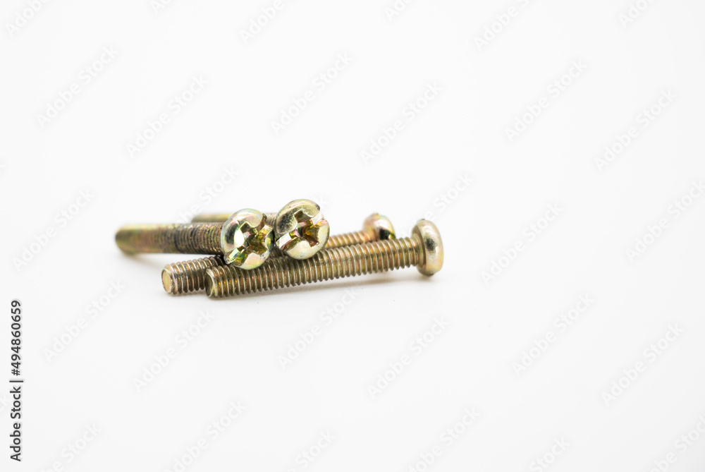 bolt on white background, selective focus bolt on white background, selective focus