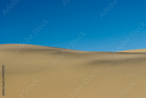 Desert landscape. Sand dunes against blue sky.