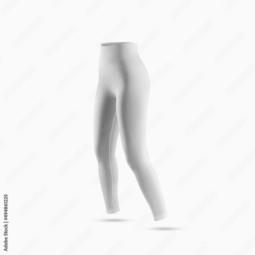 White compression underwear mockup, texture no body leggings, 3D rendering, for design presentation, pattern, side view. White compression underwear mockup, texture no body leggings, 3D rendering, for design presentation, pattern, side view.