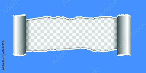 ripped torn paper broken with blue background