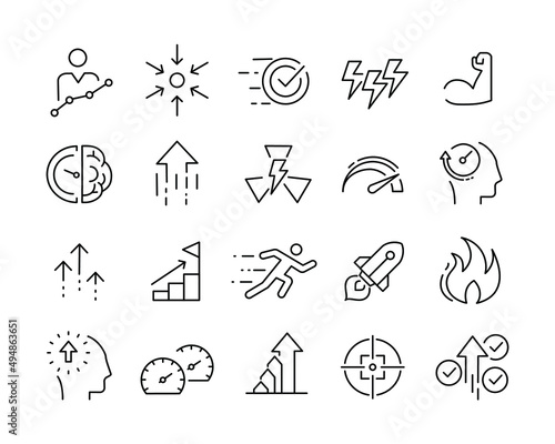 Performance Icons - Vector Line. Editable Stroke. 