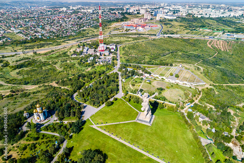 Mamayev Kurgan with the Motherland Calls statue commemorating the Battle of Stalingrad in World War II. Volgograd, Russia