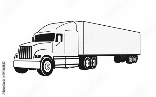 Semi Truck. Vector Outline Lorry. Freight transportation. Modern flat vector illustration. American truck. Semi Truck. Semi Truck. Semi Truck.