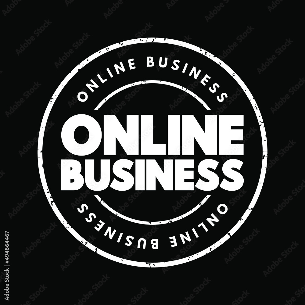 Online Business text stamp, concept background