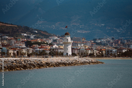Alanya, Turkey. The old lighthouse in the port of the Turkish city of Alanya 