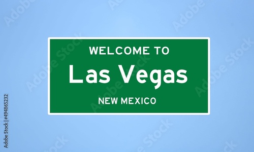 Las Vegas, New Mexico city limit sign. Town sign from the USA. photo