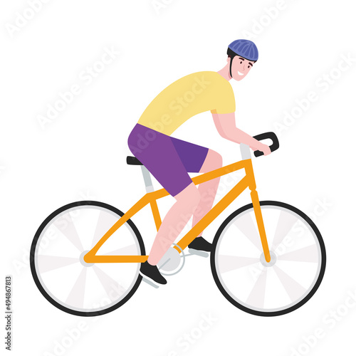 cyclist in orange bicycle