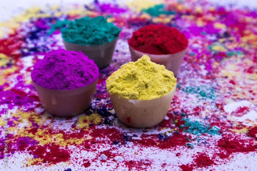 Various gulal (abir) used in holi celebration in India. Various gulal (abir) used in holi celebration in India.